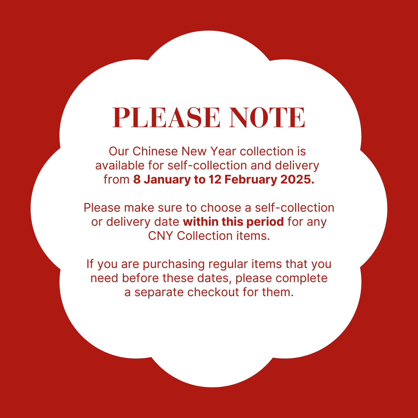 Patisserie Woo Chinese New Year Notice